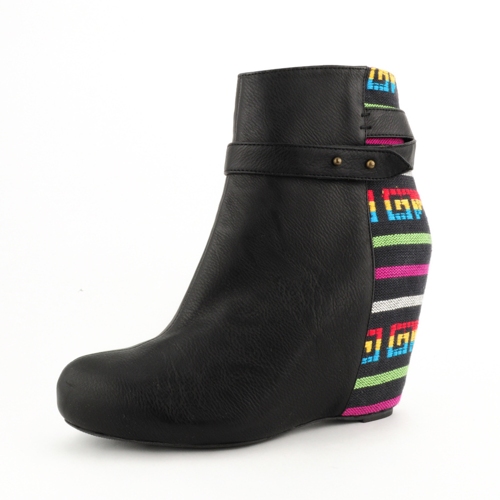 NEW 80%20 Neon Aztec Leather Wedge Boots